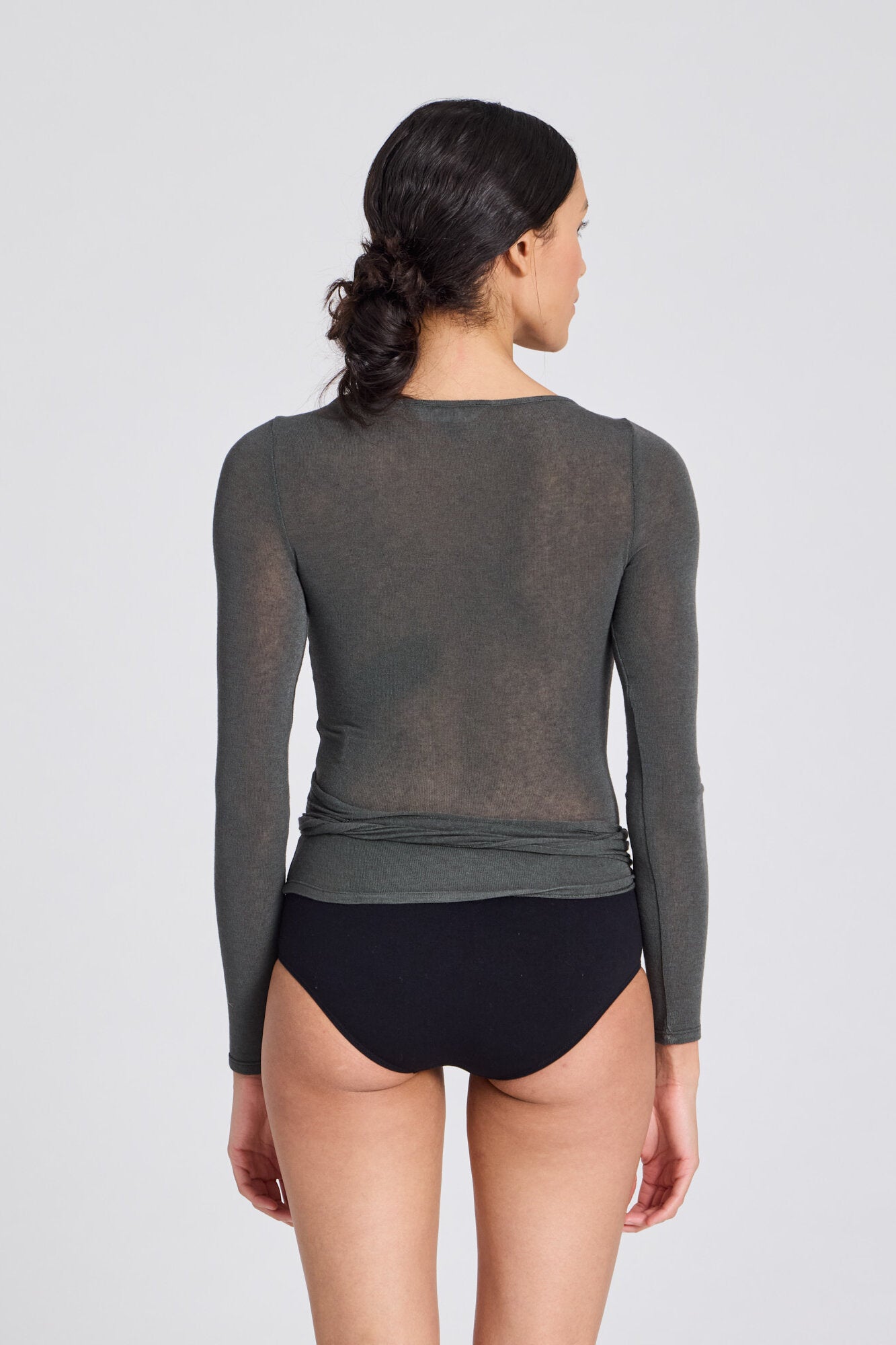 Anne Wool Wrap langærmet t-shirt - Beluga